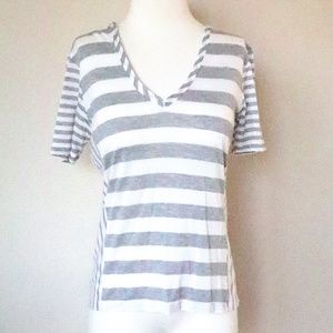 J Brand grey & white striped tissue weight t-shirt